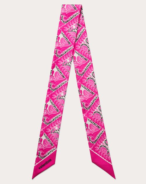 Valentino Garavani - Manifesto Bandana Silk Bandeau Scarf - Ivory/pink Pp - Woman - Soft Accessories