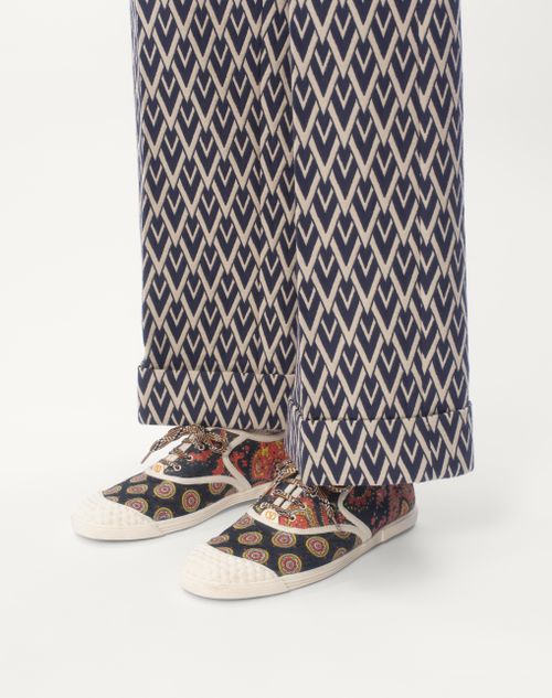 Valentino Garavani - Bay By Bay Trainers In Voyage Imaginaire Denim Fabric - Multicolour - Man - Man Shoes Sale