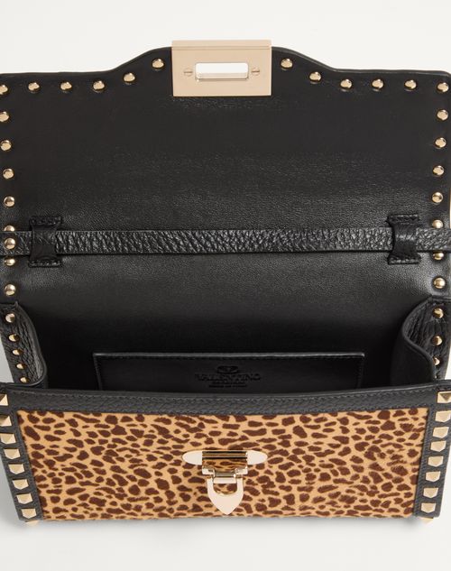 Valentino Garavani - Valentino Garavani Rockstud Small Shoulder Bag In Pony-effect Calfskin With Animal Print - Animal Print - Woman - Valentino Garavani Rockstud