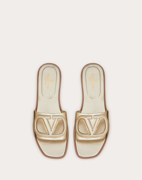 Vlogo Cut-out Laminated Nappa Leather Slide Sandal for Woman in ...