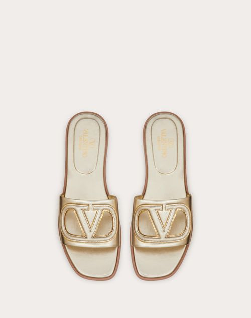 Valentino v discount logo leather slide