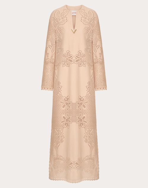 Valentino - Robe Longue En Guipure De Coton Valentino Jardin Plat - Poudre - Femme - Robes