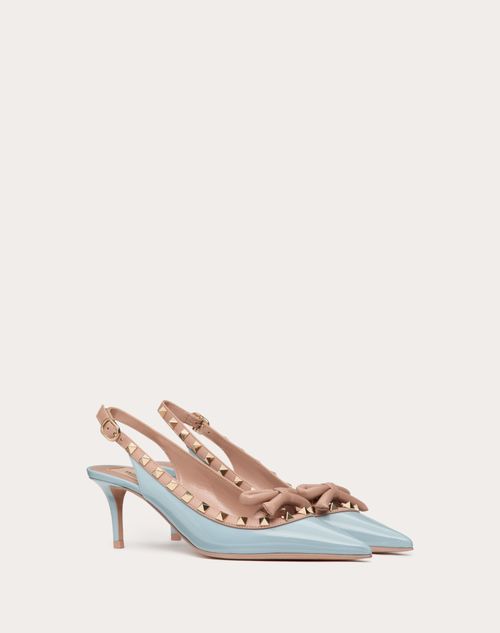 Valentino Garavani - Rockstud Bow Slingback Patent Leather Pump 60mm - Porcelain Blue/poudre - Woman - Woman Shoes Sale