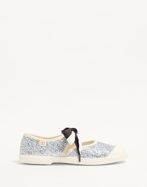 Valentino Garavani - Bay By Bay Ballerina Sneakers In Glitter Fabric - Silver - Woman - Sneakers