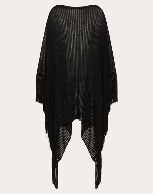 Valentino - Viscose Poncho - Black - Woman - Knitwear
