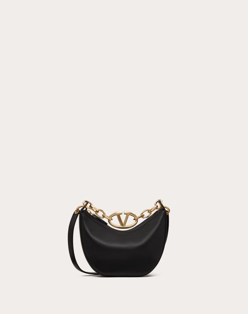 Valentino Garavani - Vlogo Moon Mini Hobo Bag In Nappa Leather With Chain - Black - Woman - Bags