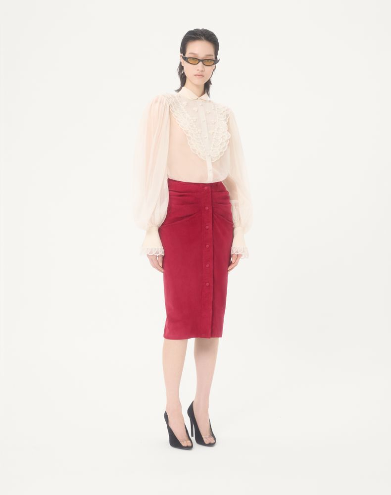 Valentino Embroidered Organza Shirt Woman Vanilla 44