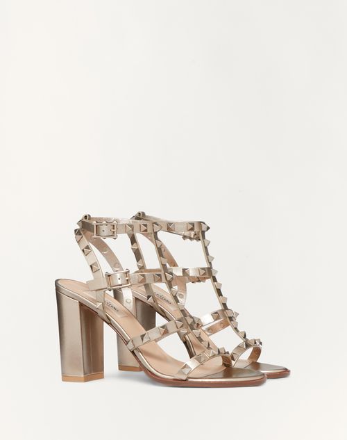 Rockstud Metallic Calfskin Leather Ankle Strap Sandal 90 Mm Rockstud Metallic Calfskin Leather Ankle Strap Sandal 90 Mm