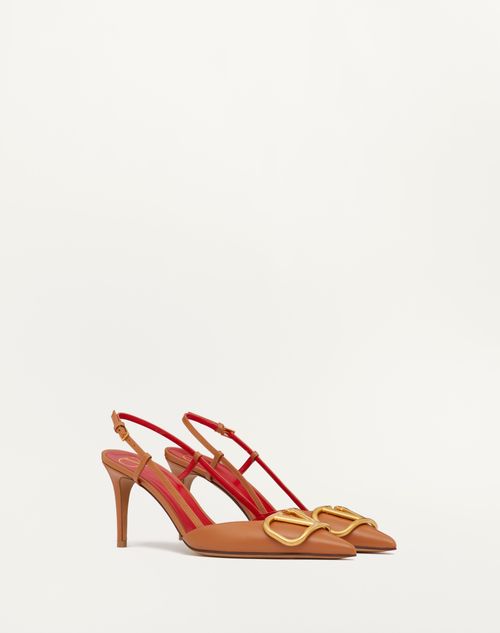 Valentino Garavani - Décolleté Slingback Vlogo Signature In Vitello 80mm - Mandorla - Donna - Décolleté