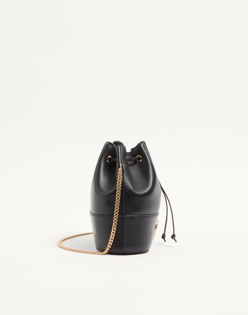 Valentino Garavani - Mini Vlogo Signature Bucket Bag In Nappa Leather - Black - Woman - Vlogo Signature