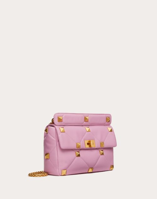 Valentino Garavani - Large Roman Stud The Shoulder Bag In Nappa With Chain - Pink - Woman - Shoulder Bags
