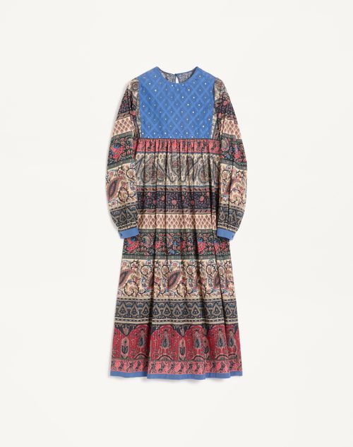 Valentino - Lamé Muslin Midi Dress With Embroidered Voyage Imaginaire Print - Multicolor - Woman - Dresses