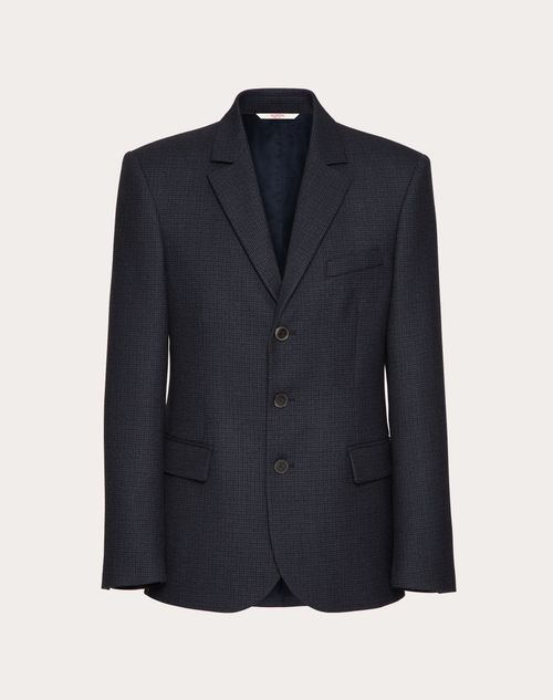 Valentino - Single-breasted Wool Jacket - Navy/black - Man - Coats And Blazers