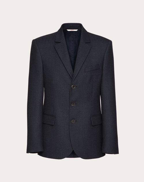 Valentino - Veste Droite En Laine - Bleu Marine/noir - Homme - Manteaux Et Blazers