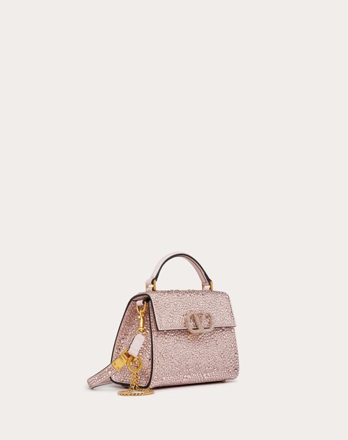 Valentino Garavani - Vsling Mini Handbag With Sparkling Embroidery - Rose Quartz - Woman - Single Handle Bags