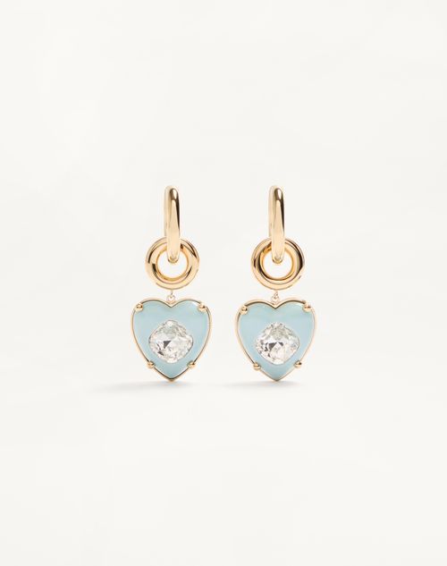 Valentino Garavani - Coeur Hyperbole Earrings In Metal, Resin And Swarovski® Crystals - Gold/azure - Woman - Fashion Jewelry