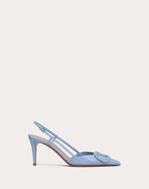 Valentino Garavani - Vlogo Signature Patent Leather Slingback Pump 80mm - Azure - Woman - Pumps