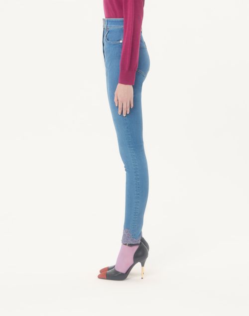 Valentino - 레이스가 달린 데님 바지 - 데님 - 여성 - 데님