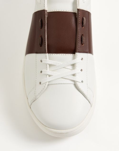 Valentino Garavani - Sneaker Open Royco En Cuir De Veau Nappa - Blanc/marron - Homme - Baskets