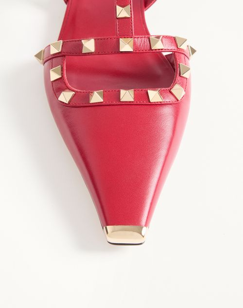 Valentino Garavani - Rockstud Kidskin Ballerinas - Red - Woman - Ballerinas