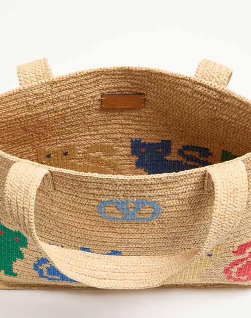 Valentino Garavani - Valentino Garavani Raffiachat Large Raffia Shopping Bag - Natural - Woman - Totes