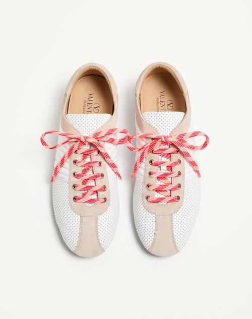 Valentino Garavani - Strikie Sneaker In Perforated Nappa And Suede - White - Man - Sneakers