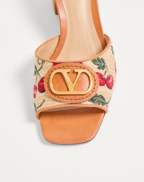 Valentino Garavani - SANDALIA SIN TALÓN VLOGO SIGNATURE CHERRYFIC CON TACÓN DE 60 MM - Natural/rojo - Mujer - Sandalias