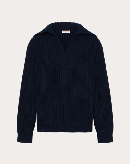 Valentino - Wool Sweater - Navy - Man - Knitwear