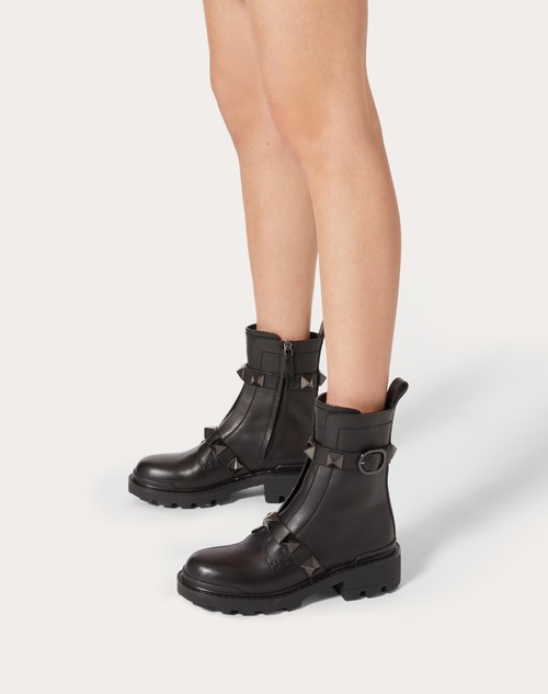 valentino roman stud calfskin combat boot