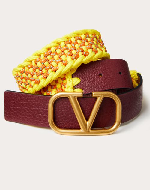Valentino Garavani - Vlogo Signature Fabric Belt 30mm - Cherry/multicolor - Man - Man Sale