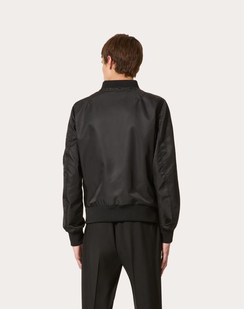 NYLON BOMBER JACKET WITH BLACK UNTITLED STUDS ON THE NECKLINE