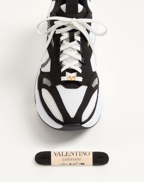 Valentino Garavani - Baskets Demivee En Tissu Ajouré Avec Empiècements En Daim - Noir/gris - Homme - Baskets