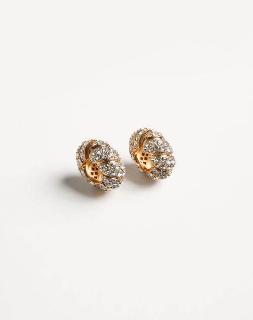 Valentino Garavani - Pas Plus Earrings In Metal, Enamel And Swarovski® Crystals - Gold/crystal - Woman - Jewelry