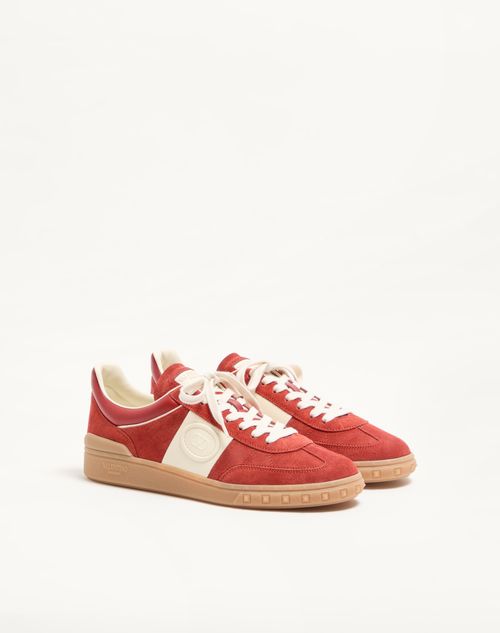 Valentino Garavani - Upvillage Low Top Trainer In Split Leather And Calfskin Nappa Leather - Red/ivory - Man - Trainers