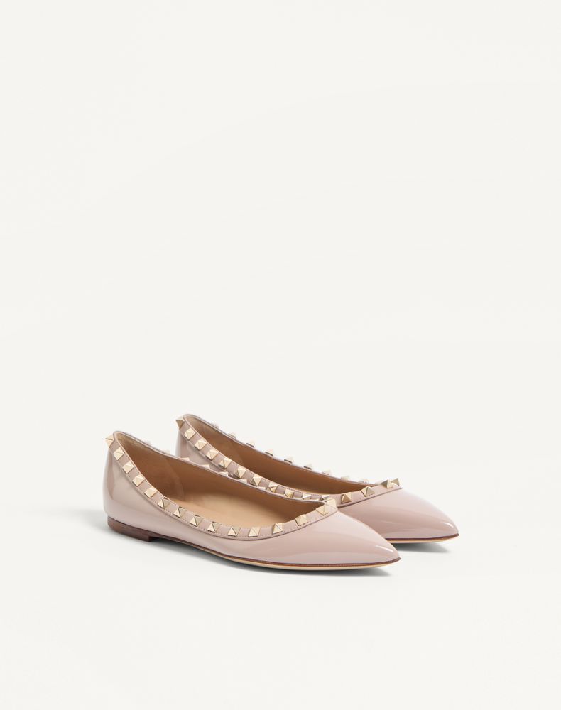 Valentino Garavani Patent Rockstud Ballet Flat Woman Poudre 34.5