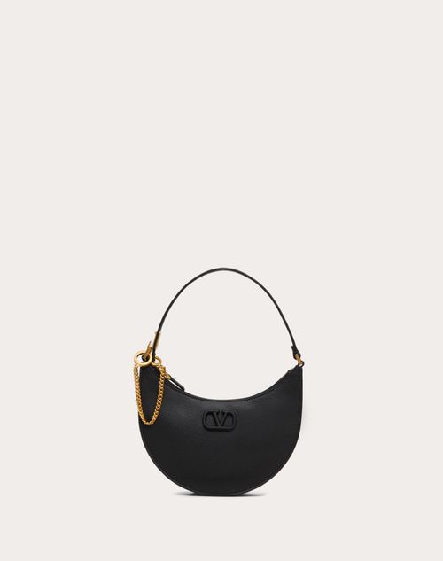 Mini Vlogo Signature Grainy Calfskin Hobo Bag for Woman in Light Ivory ...