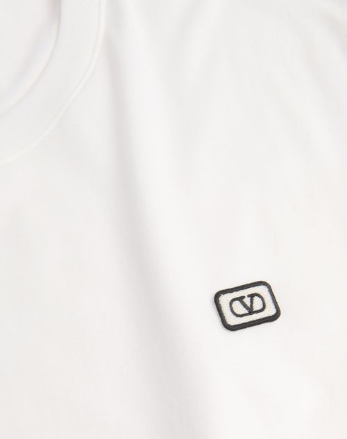 Valentino - Cotton T-shirt With Vlogo Patch - Ivory - Man - T-shirts And Sweatshirts