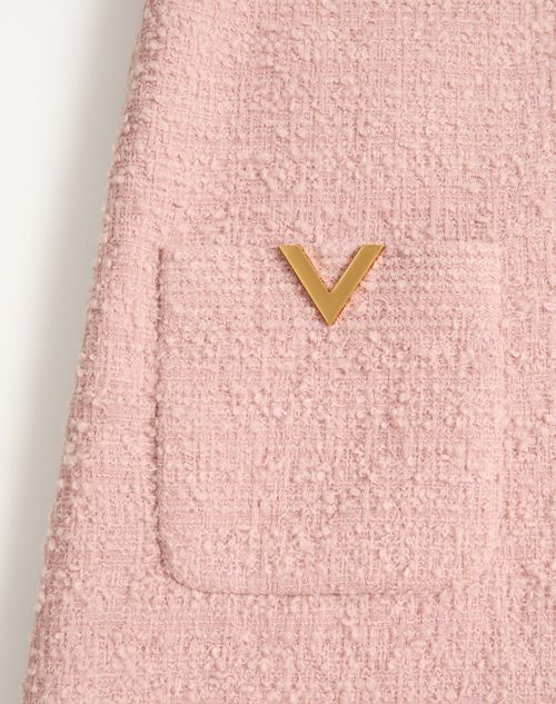 Valentino - Short Dress In Curly Wool - Pink - Woman - Dresses