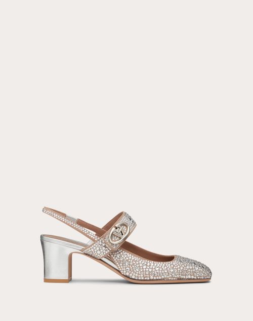 Valentino Garavani - Mary-jane Vlogo Locker Slingback Pumps With 60mm Crystals - Crystal/silver - Woman - Pumps