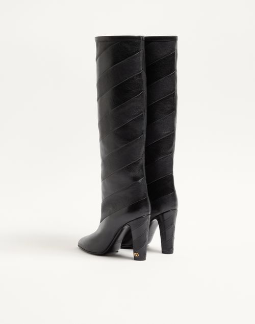 Valentino Garavani - Rayons Nappa Boot With Chevron Pattern 100mm - Black - Woman - Boots And Ankle Boots