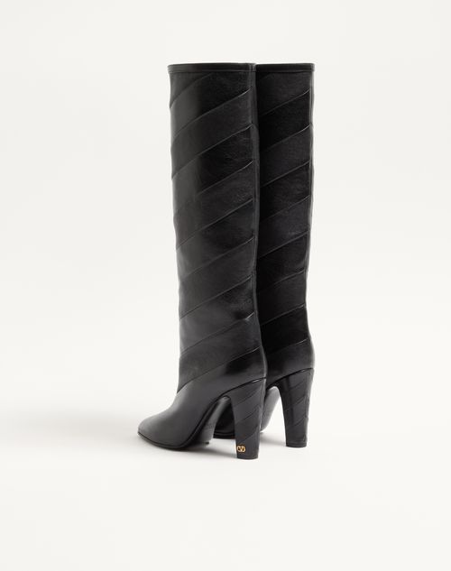 Valentino Garavani - Rayons Nappa Boot With Chevron Pattern 100mm - Black - Woman - Boots