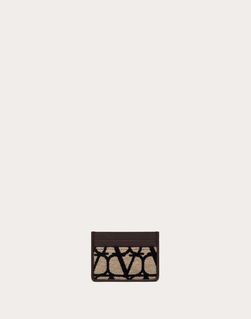 Valentino Garavani - Toile Iconographe Cardholder With Leather Details - Beige/black - Man - All About Logo