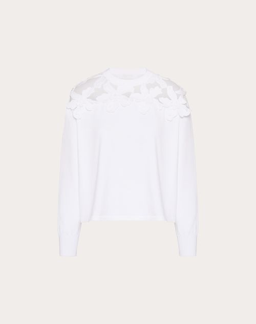 Valentino - Embroidered Cotton Sweater - White - Woman - Knitwear