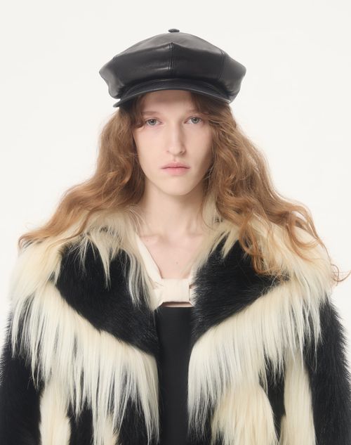 Valentino - Shearling Coat - Black/ivory - Woman - Coats And Outerwear