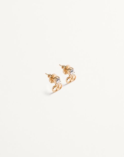 Valentino Garavani - Vlogo Signature Earrings In Metal And Swarovski® Crystals - Gold/crystal - Woman - Jewelry