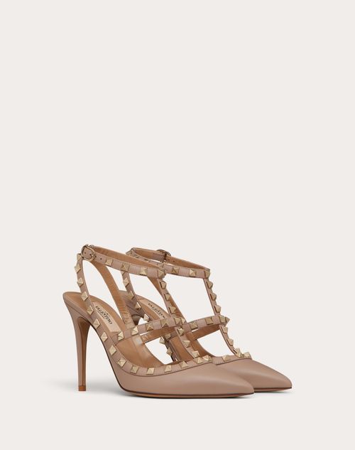 Valentino Garavani - Rockstud Caged Pump 100mm - Poudre - Woman - Pumps