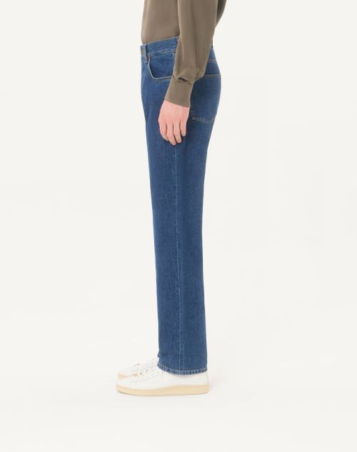 Valentino - Valentino Denim Trousers With Vgold - Denim - Man - Denim