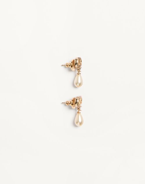 Valentino Garavani - Ovalette Earrings In Metal, Pearls And Swarovski® Crystals - Gold - Woman - Jewellery