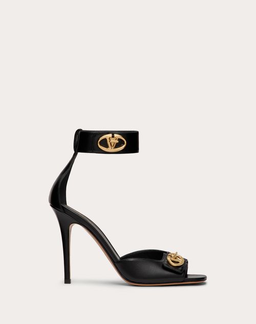 Valentino Garavani - Vlogo Locker Calfskin Sandal 105mm - Black - Woman - Shoes