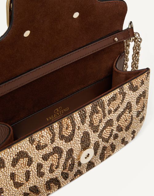 Valentino Leopard Printed Leather Vltn Crossbody Wallet Bag